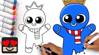 Rainbow Friends 🌈 How To Draw Blue Gingerbread