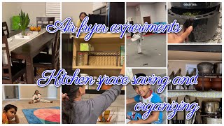 కొత్తిoటి ముచ్చట తీర్చుకుoటున్నా🤩|Kitchenలో space saving\u0026organising started😍|Air fryer experiments