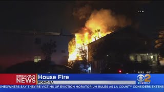 Massive Fire Engulfs Pomona Home