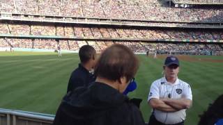 DODGERS ELIAN HERRERA THROWS ME A BASEBALL