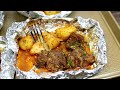 foil baked garlic butter steak and potatoes