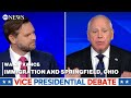 VP Debate: Tim Walz and JD Vance spar over Springfield, Ohio