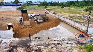 Successful 100% Amazing Bulldozer KOMATSU DR 51PX Working, Dump Truck 5 ton Unloading Soil