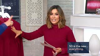 LOGO by Lori Goldstein Metallic Waffle Knit Mock Neck Top w/ Lace on QVC