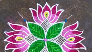 2 louts rangoli kolam 5*3)(3*3) Easy rangoli kolam