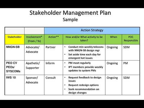 Stakeholder management plan template