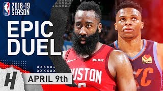 James Harden vs Russell Westbrook EPIC Duel Highlights Rockets vs Thunder 2019.04.09 - Face to Face!
