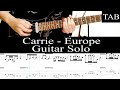 CARRIE - Europe: SOLO guitar cover + TAB