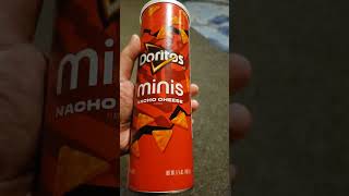 Doritos minis nacho cheese flavor in a tube can.