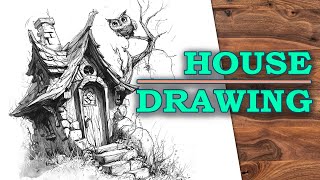 One Pencil, One Drawing Scenery Art Challenge || Relaxing Art ASMR (1)