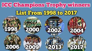 Icc Champions Trophy Winner's List From 1998 to 2017 Icc Champions Trophy Winner's List