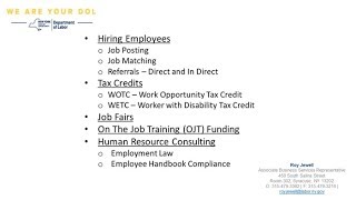 NYS Department of Labor - Workforce Development 101 for Employers