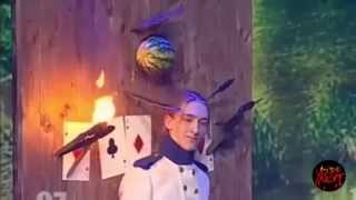 SHOCKING MOMENT knife thrower Lithuanian TV TALENT SHOW