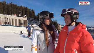 AUDI FIS Ski World Cup finals - men's Super G - race course with Tina Maze and Viktoria Rebensburg