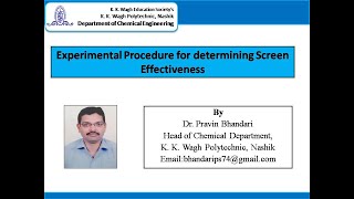 Experimental Procedure for determining Screen Effectiveness