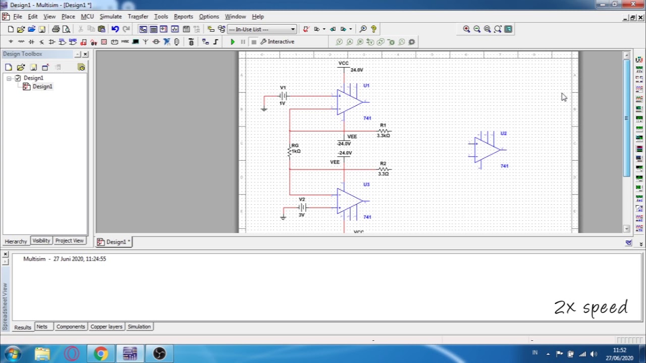 Simulasi Rangkaian Instrumentasi Amplifier - Multisim - YouTube