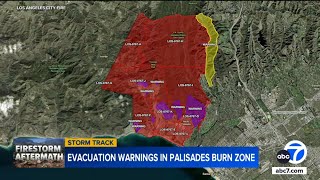 Evacuation warnings issued for Palisades Fire burn areas amid storm