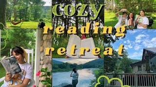 let's go to the woods \u0026 just read 🌳 | cozy reading retreat ⛈️