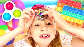 Nastya and her friends play with pop it toys