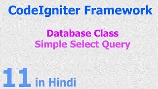 11 - CodeIgniter Hindi - Beginner Tutorial - Database Class - Display Records - Select Query
