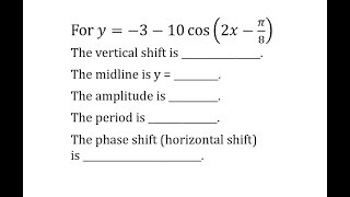 Characteristics of a Transformation of the Cosine Function (4 Transformations with Reflection)