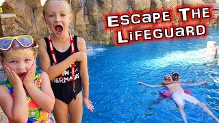 Escape The Lifeguard!!! Dad Sinks to the Bottom of the Pool!