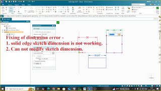 Fix Error in Solid Edge | Cannot Modify Sketch Dimension | Dimension Not Working
