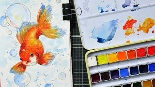 Paint this Goldfish Easy Beginner Watercolor Tutorial