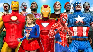 Spider Man & Iron Man & Super Girl vs Zombie Army