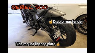 Diablo KSPEED rear fender install for the custom Honda Rebel 500 - 7W3KD TWEAKED