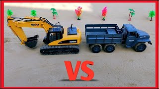 RC JCB VS Truck | RC Army Truck 6X6 | Huina 1550 Excavator