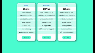 how to create pricing plan using html css | pricing table | price card in html css