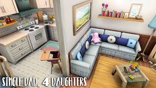 Single Dad & 4 Daughters! 🧸💕...(Sims 4 Speed Build)