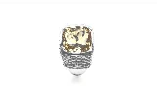 Suraabi 10.33CTW Genuine Citrine Rhodium Plated Brass Ring