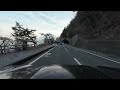 driving at sunset while viewing cherry blossoms and mt. fuji lake kawaguchi