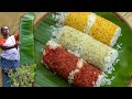 3 Varities Of Steam Rice Cake Banana Leaf - Beetroot - Carrot Puttu