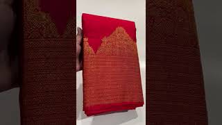 Silk fast pure zari,Kanchipuram Handloom Turning Border silk saree,Chilli red colour