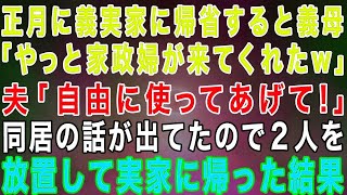 正月に義実家に帰省すると義母「やっと家政婦が来てくれたw」夫「自由に使ってあげて！お前もしっかり働けよ」→同居の話も出てたので2人を放置して実家に帰った結果w