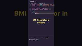 Create SIMPLE BMI Calculator in Python! #shorts #python #programming #coding #bmi #health