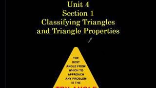 Geometry Unit 4 Section 1 Classify Triangles