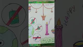 chart paper for diwali /diwali drawing /poster for diwali /easy drawing for diwali