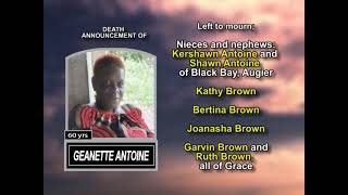 Geanette Antoine ~ Long Obituary