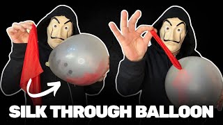 SILK THROUGH BALLOON πͺπ MAGIC TRICK TUTORIAL #magic #tricks #tutorial