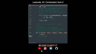 Leetcode 40. Combination Sum II in Python | Python Leetcode | Python Coding Tutorial | Python ASMR
