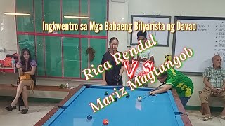 mga babaeng bilyarista ng davao nagkatapat na! Rica Rendal 🆚 Mariz magtangob 10 balls billiards