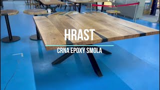 Stol od punog drveta HRAST i crne premium EPOXY smole