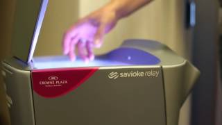 Savioke's Relay Robot Delivering Goods to Guests at the Crowne Plaza Hotel