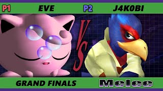 S@X 412 GRAND FINALS - eve (Jigglypuff) Vs. J4k0Bi (Falco) Smash Melee - SSBM