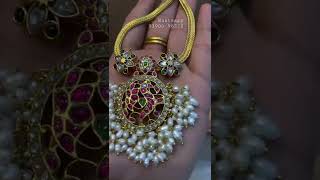 Gold look necklace in real Kundan with real rice pearls ❤️.