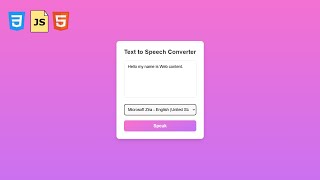 🔊 Build a Text-to-Voice Converter with HTML, CSS & JavaScript – Simple Tutorial!